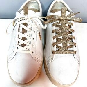 VIONIC Paisley White Sneakers, Women’s, Leather, Laces, Size 10 GUC